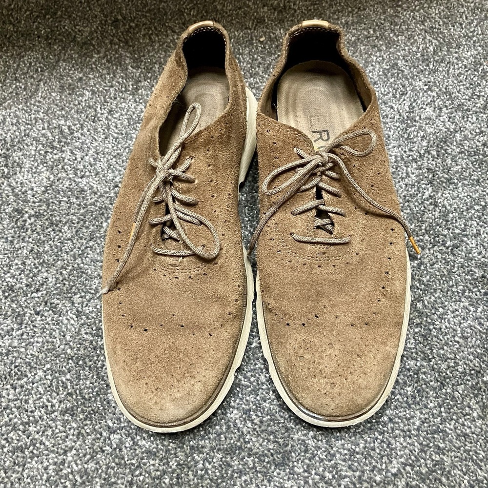 Cole Haan Size 9.5 M ZEROGRAND 360 Light Brown Suede Men's Wingtip Dress Shoes